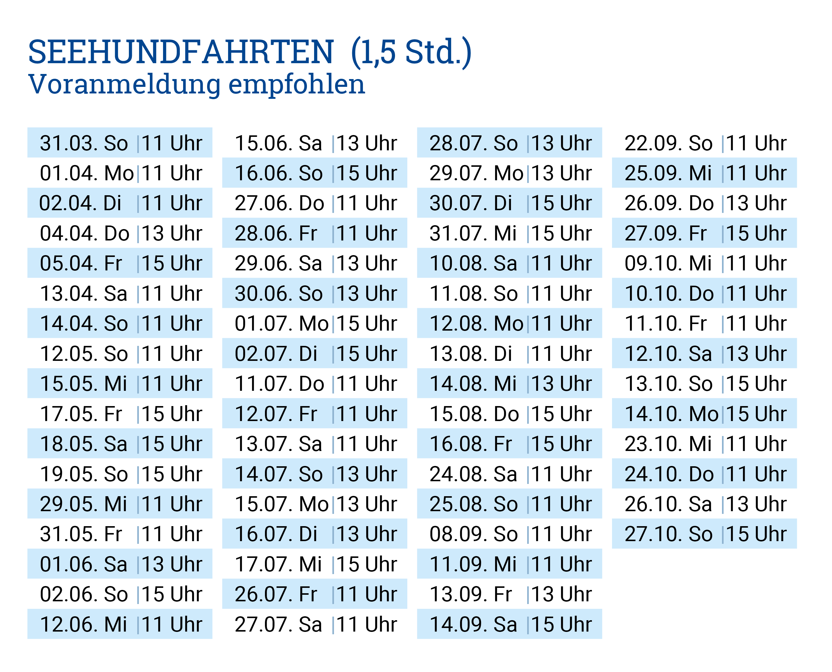 Reederei Warrings - Seehundfahrten