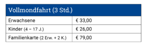 Reederei Warrings - Vollmondfahrten Preise