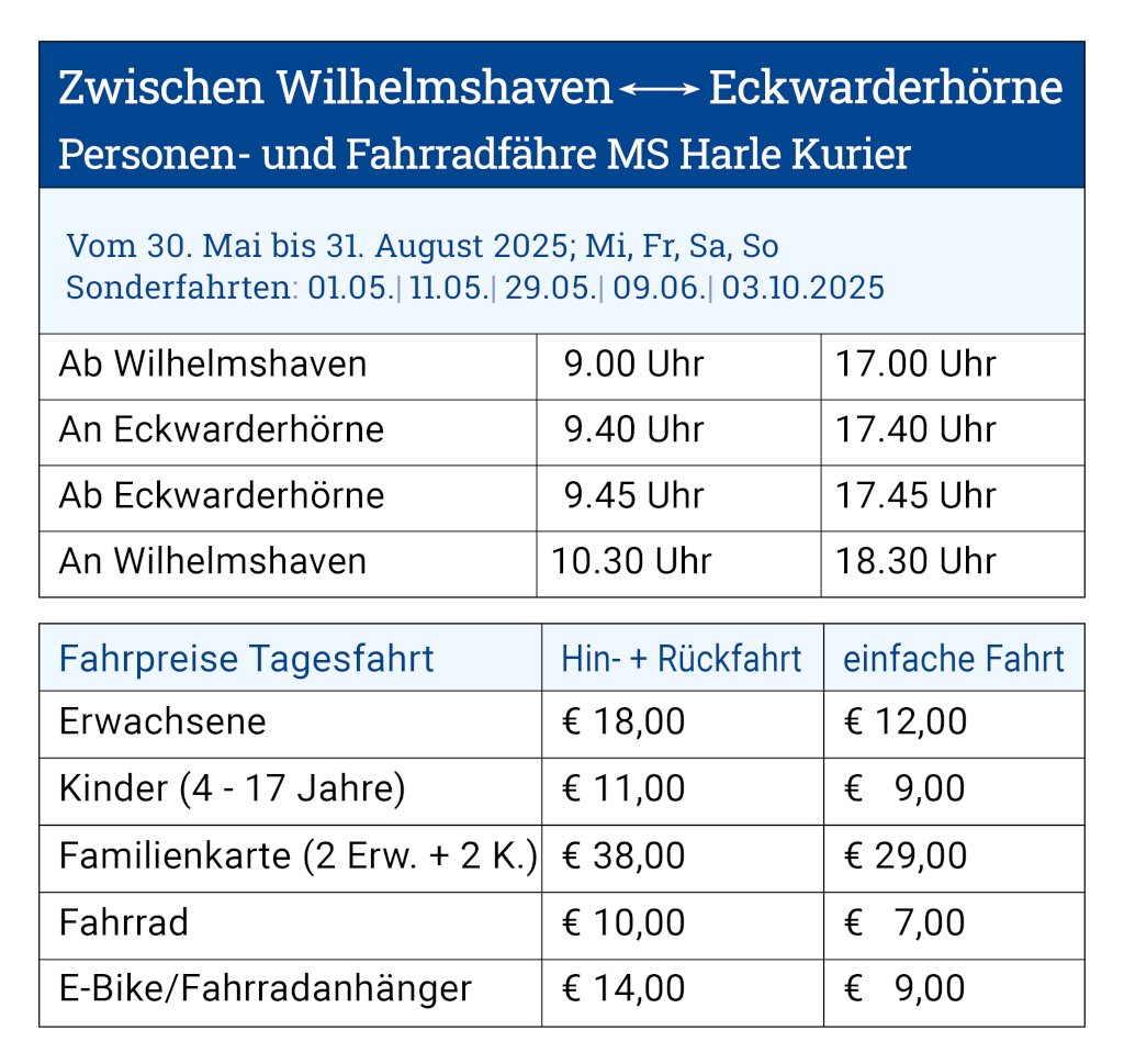 Faehre_Preise_25 Reederei Warrings - Personen-Fahrradfähre