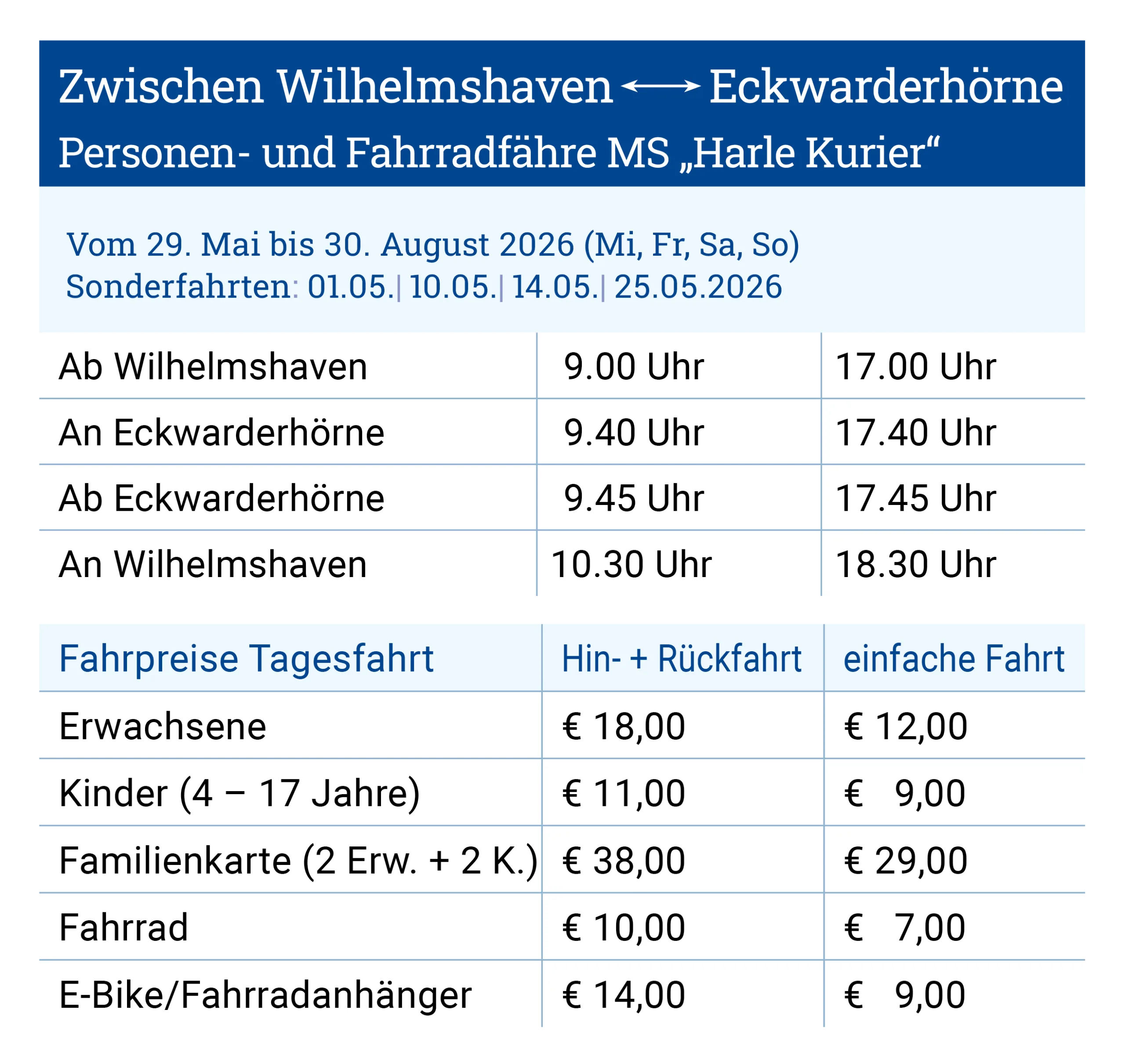 Reederei Warrings - Personen-Fahrradfähre